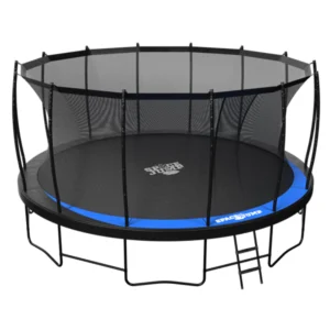 SpaceJump Lunar 16 Foot Trampoline, Outdoor Round Bouncer with Safety Net, Black