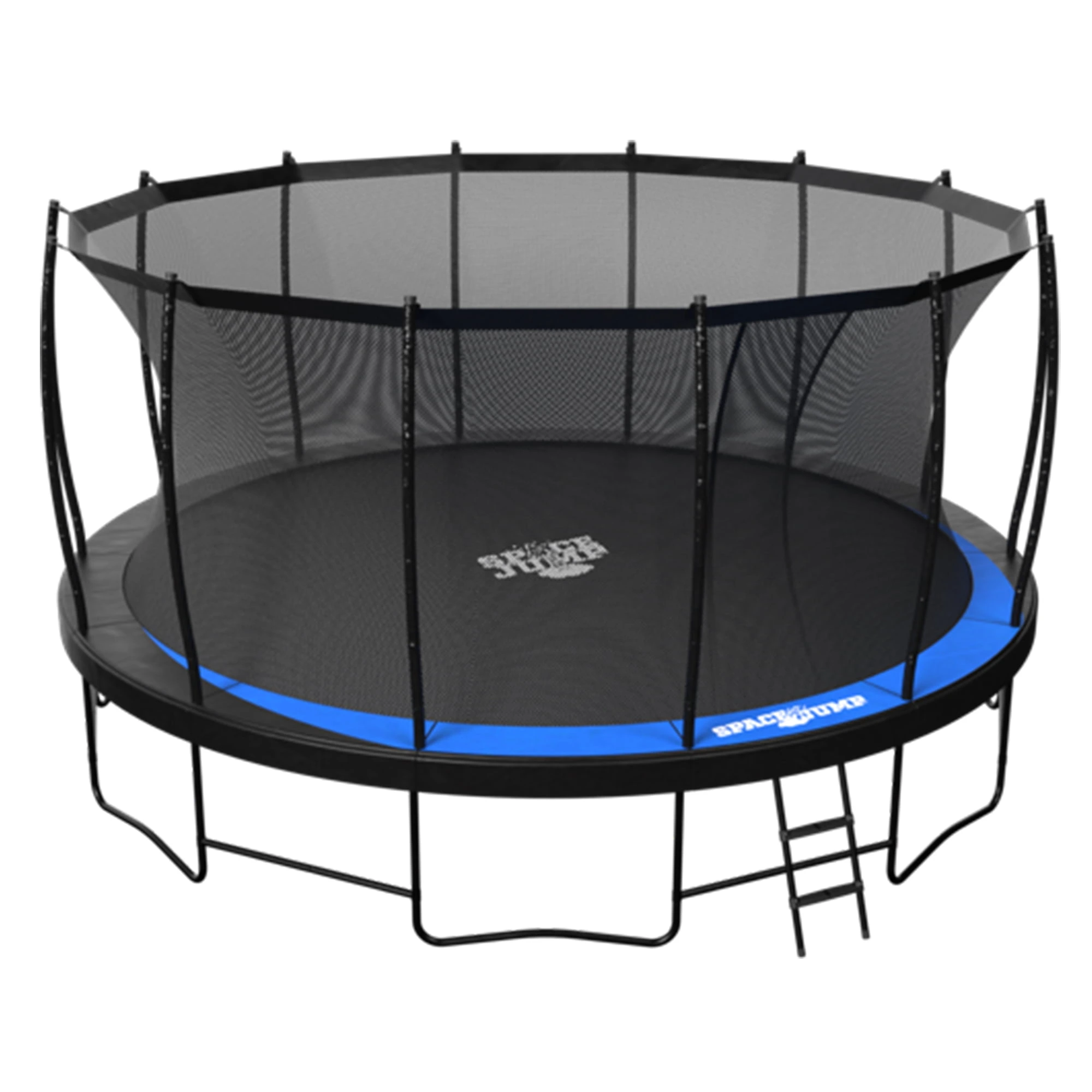 SpaceJump Lunar 16 Foot Trampoline, Outdoor Round Bouncer with Safety Net, Black