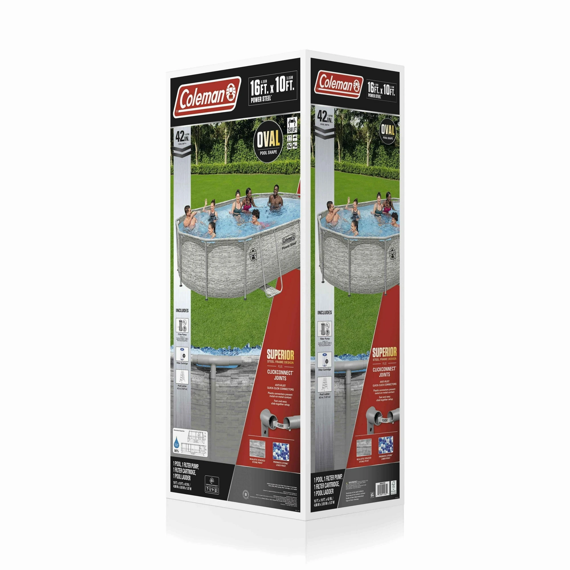 Coleman Power Steel 16′ x 10′ x 42″ Oval Above Ground Pool Set - Image 11