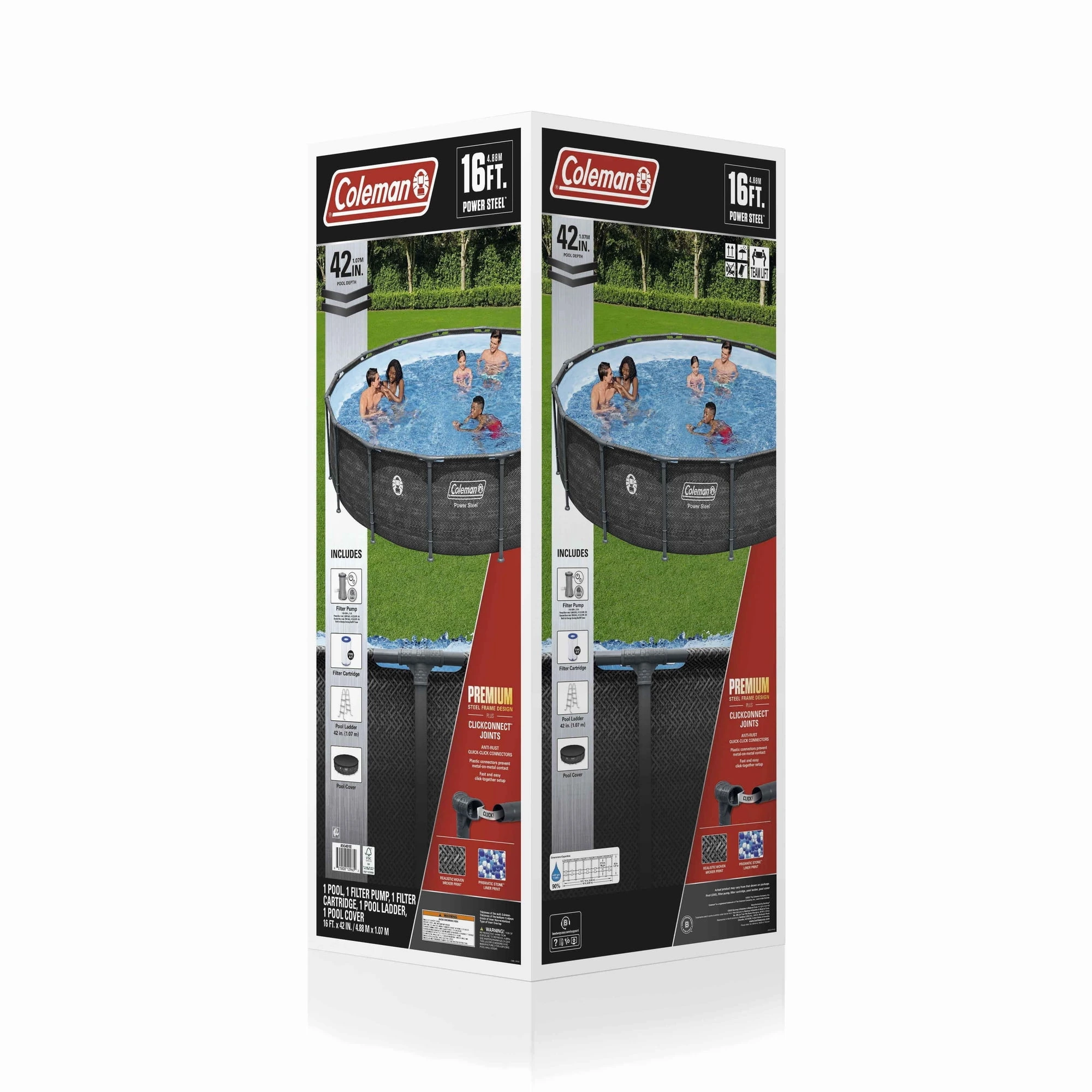 Coleman Power Steel 16 ft. x 42 in. Round Metal Frame Above Ground Pool Set - Image 10