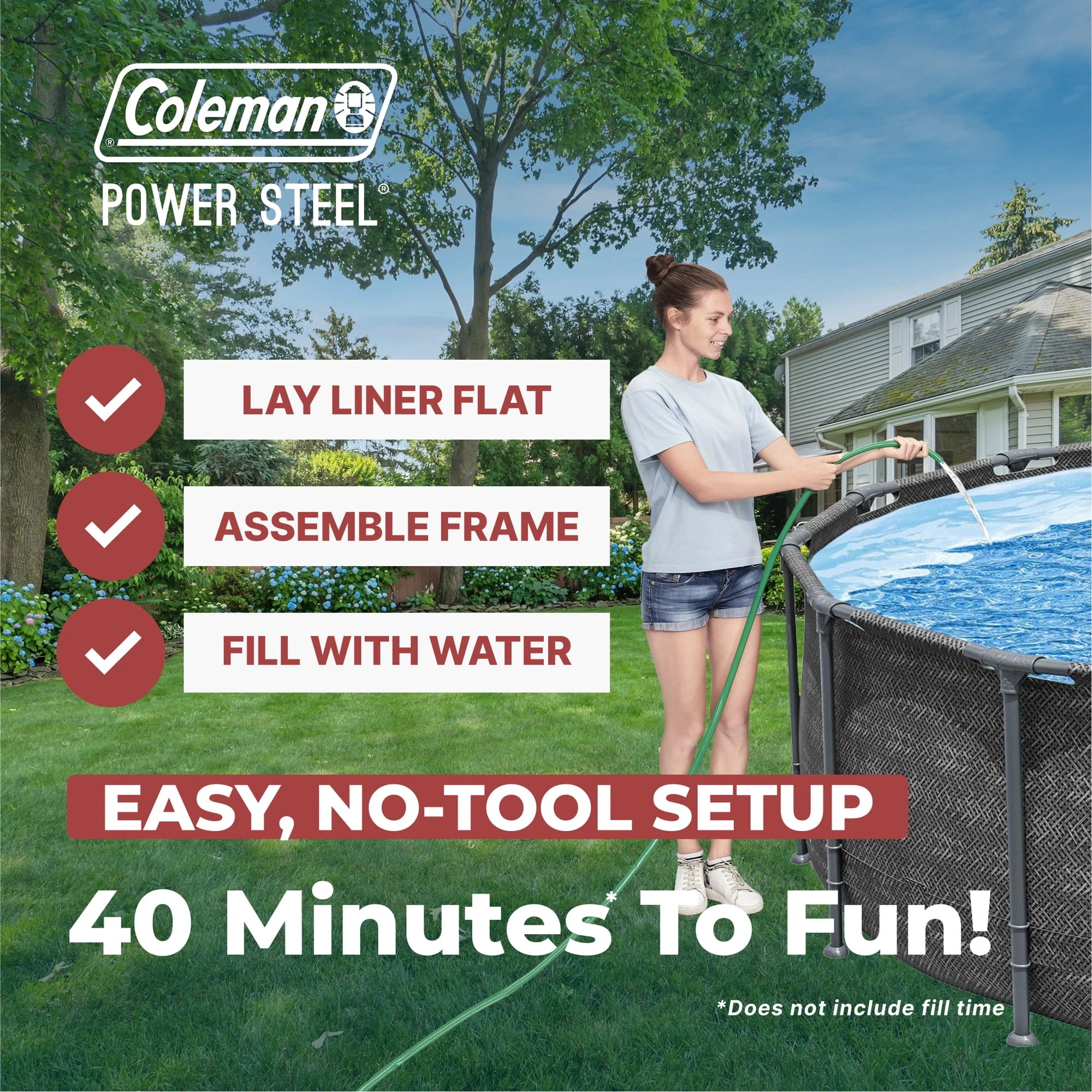 Coleman Power Steel 16 ft. x 42 in. Round Metal Frame Above Ground Pool Set - Image 3