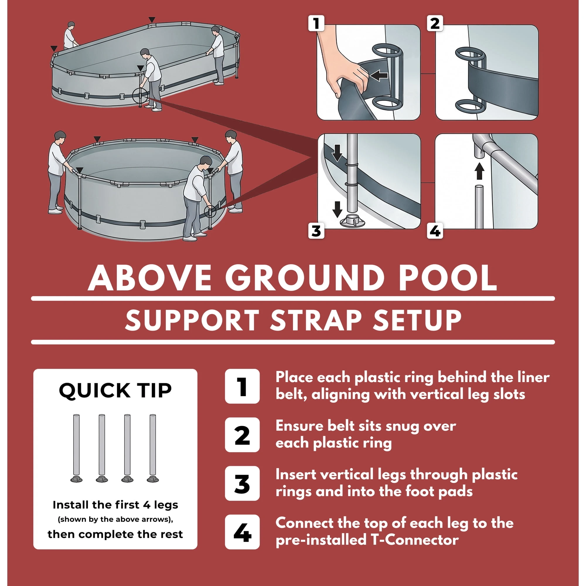 Coleman Power Steel 16 ft. x 42 in. Round Metal Frame Above Ground Pool Set - Image 4