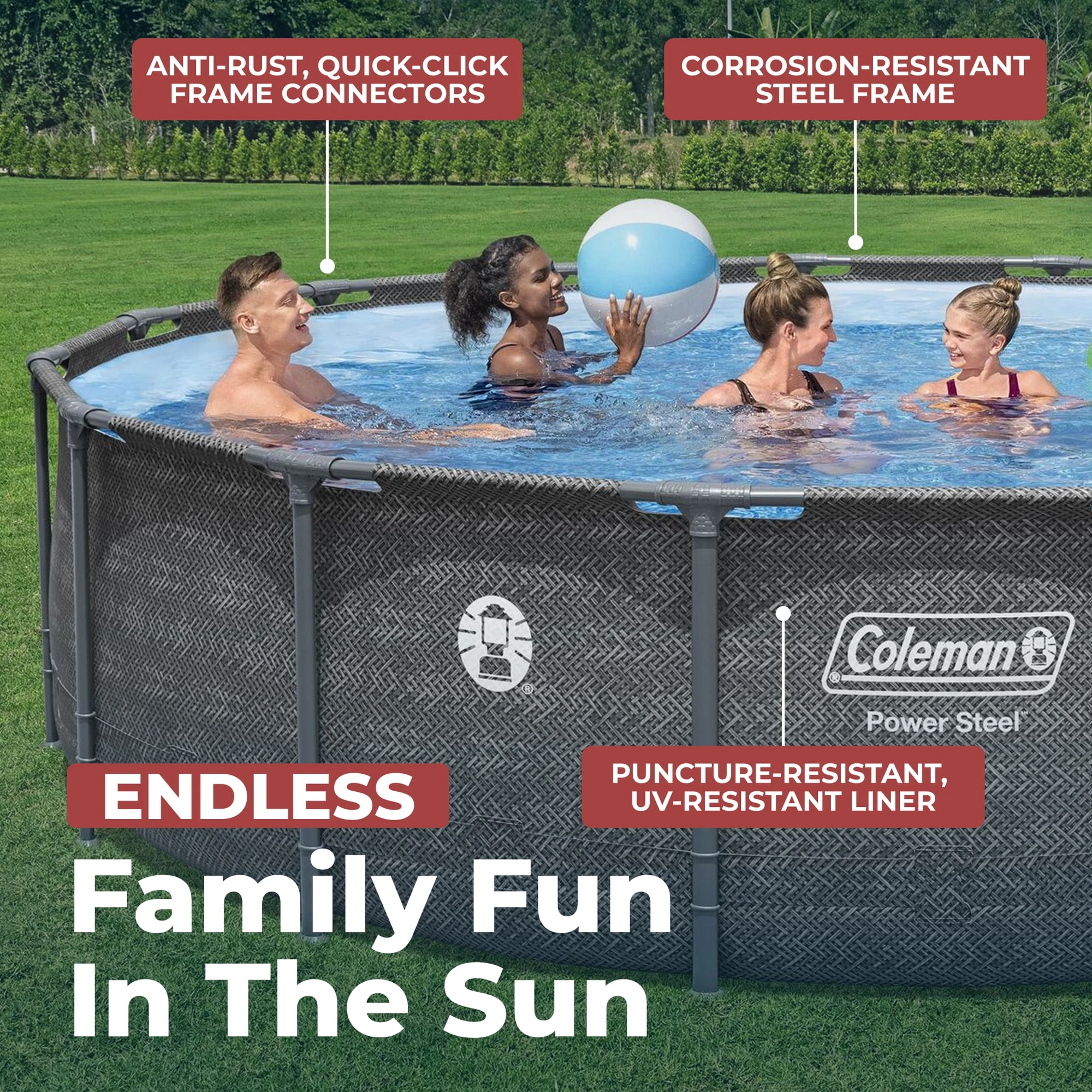 Coleman Power Steel 16 ft. x 42 in. Round Metal Frame Above Ground Pool Set - Image 9