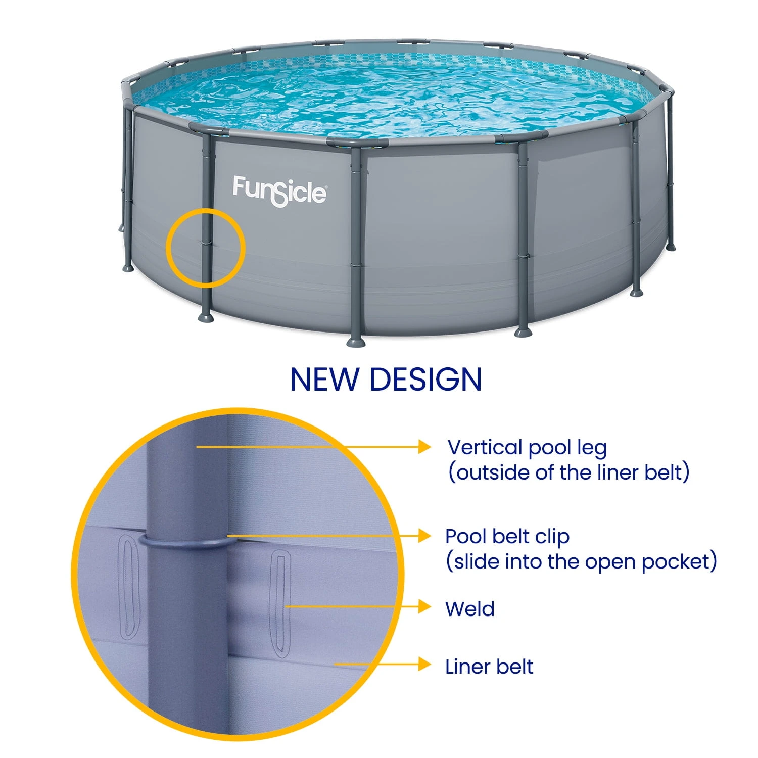 Funsicle Oasis Above Ground Metal Frame Swimming Pool Set – with FB1200S AutoSkimmer Pump, Ladder, Cover, Cloth & Deluxe Maint. Kit, 14′ x 48″, Round, Gray - Image 2