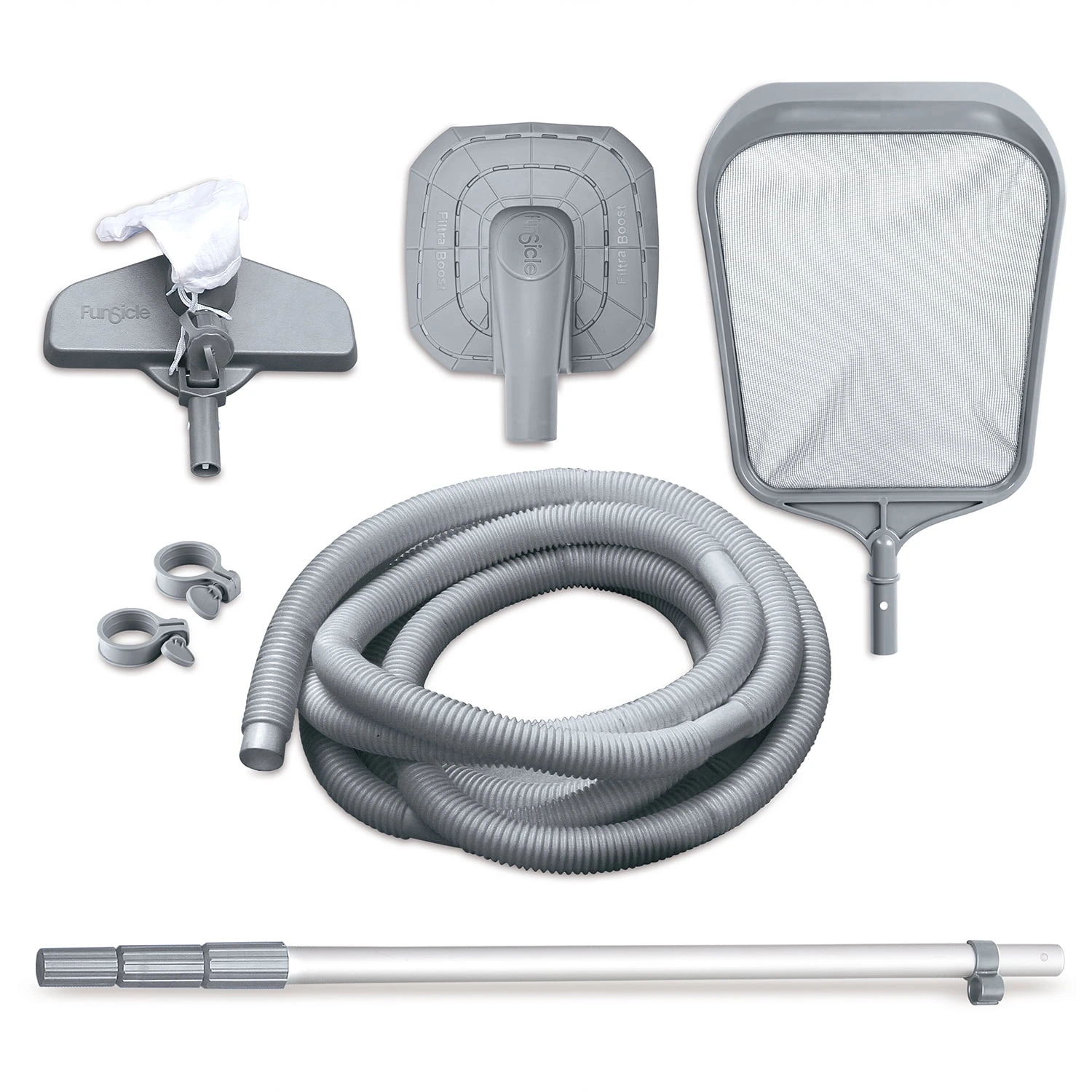 Funsicle Oasis Above Ground Metal Frame Swimming Pool Set – with FB1200S AutoSkimmer Pump, Ladder, Cover, Cloth & Deluxe Maint. Kit, 14′ x 48″, Round, Gray - Image 7