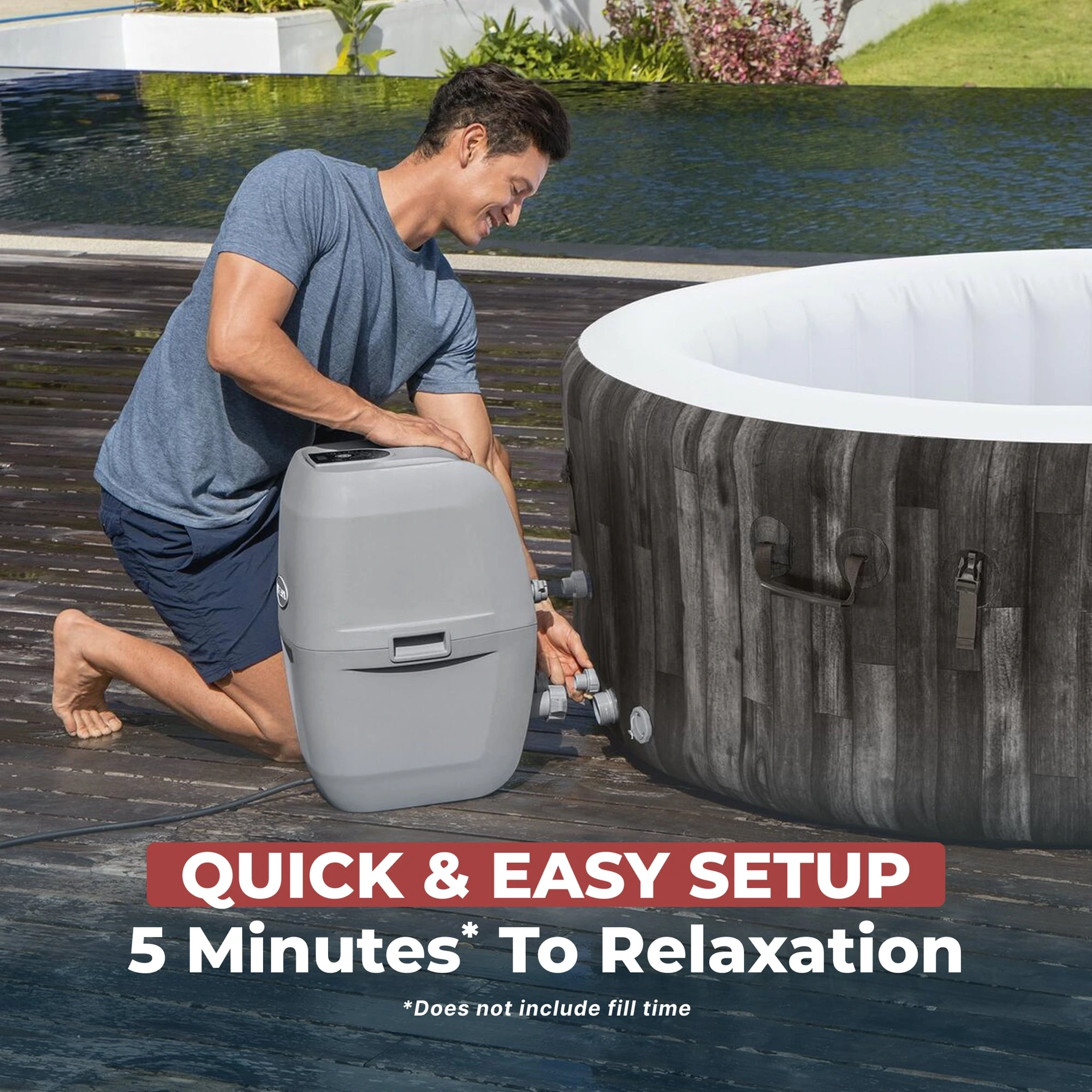 Coleman SaluSpa Bahamas AirJet 2-4 Person Circle Inflatable Hot Tub with Pump #P08411 - Image 7