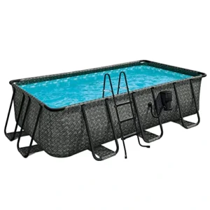 Funsicle Oasis Designer Rectangular Above Ground Pool Set Dark Herringbone Gray