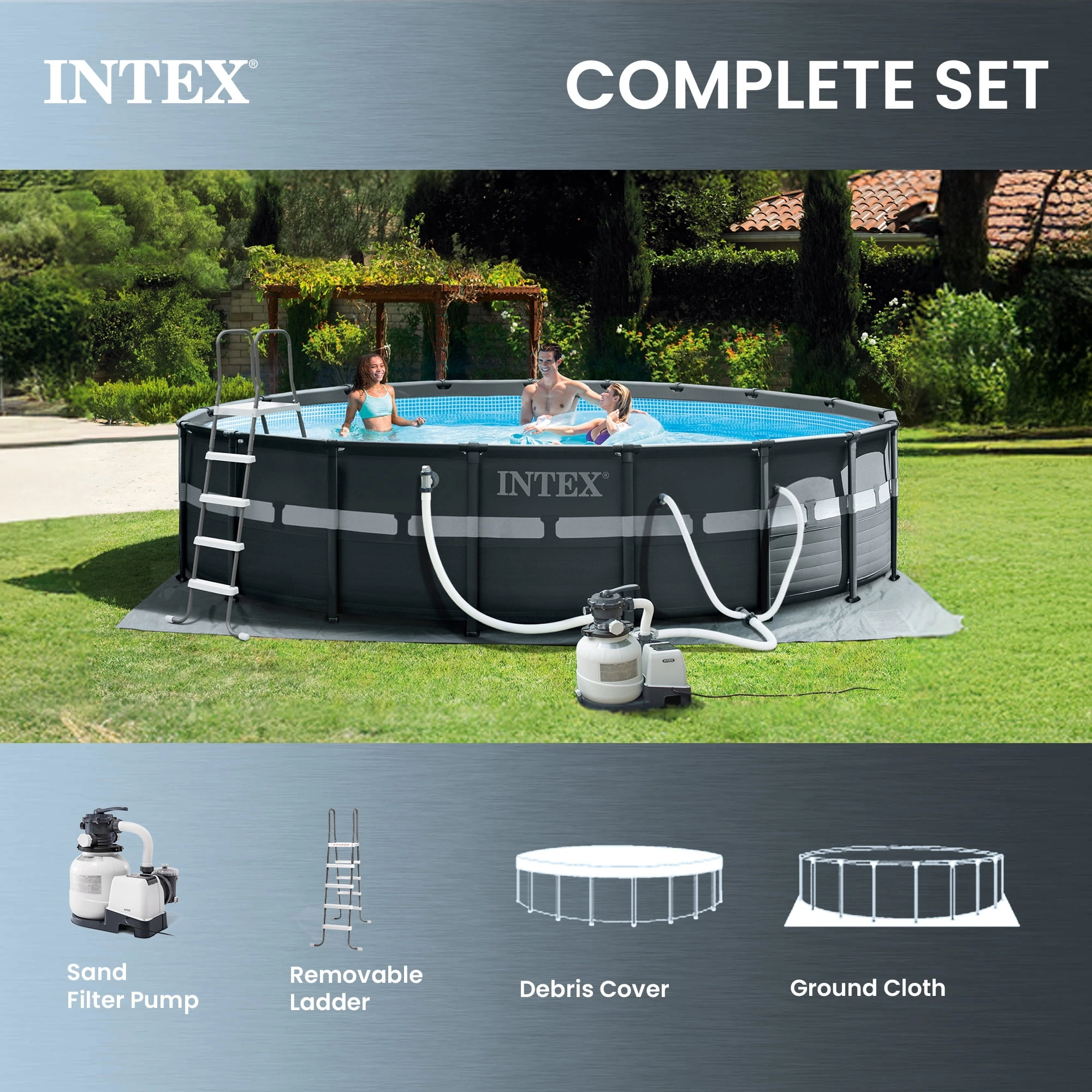 INTEX Ultra XTR 18ft x 52in Round Above Ground Pool Set, Sand Filter Pump - Image 5