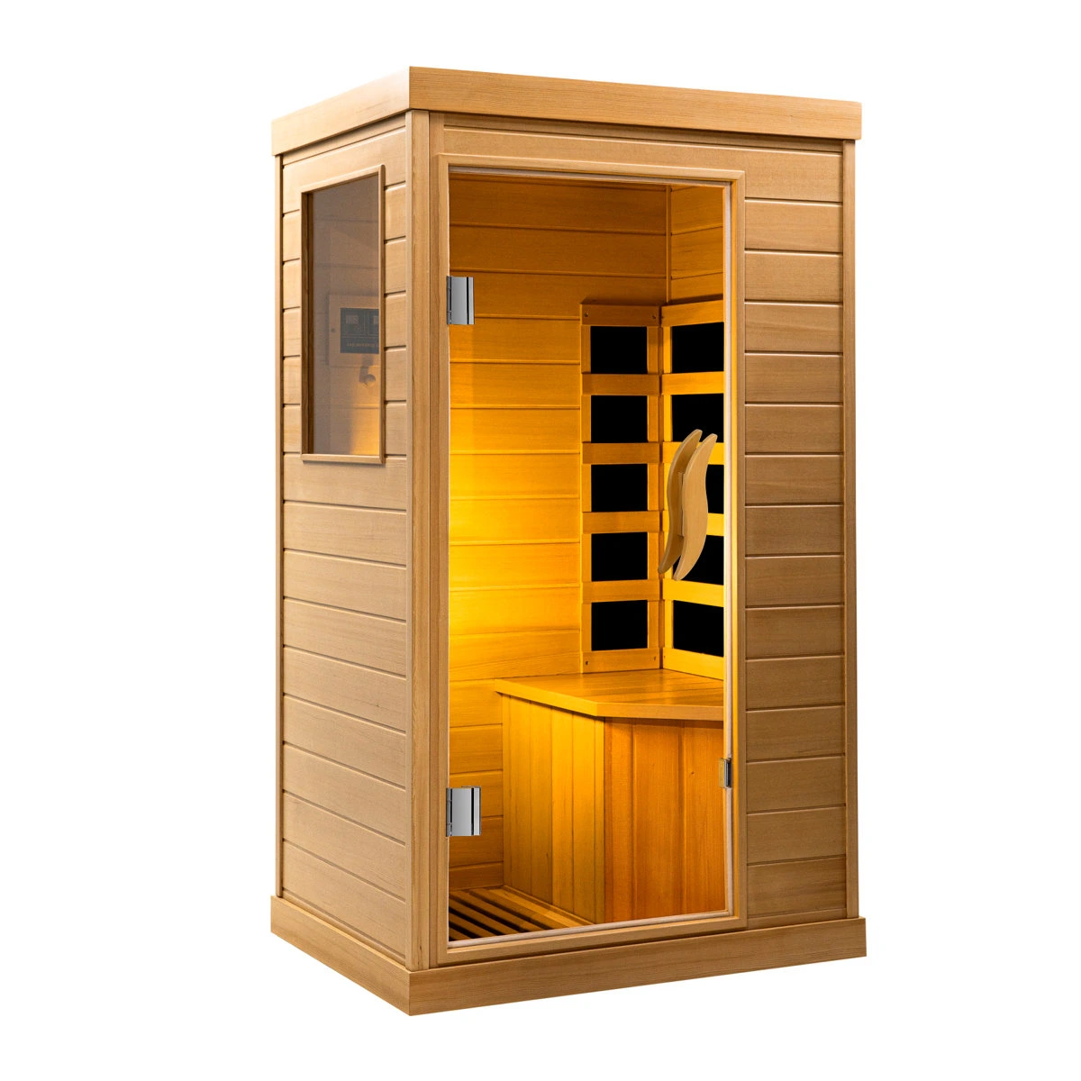 HomeMiYN Far Infrared Wood Sauna Box ,traditional Sauna Room Indoor Home Spa Low-emf Dry Saunas Single Person Spa Canada Hemlock,nature