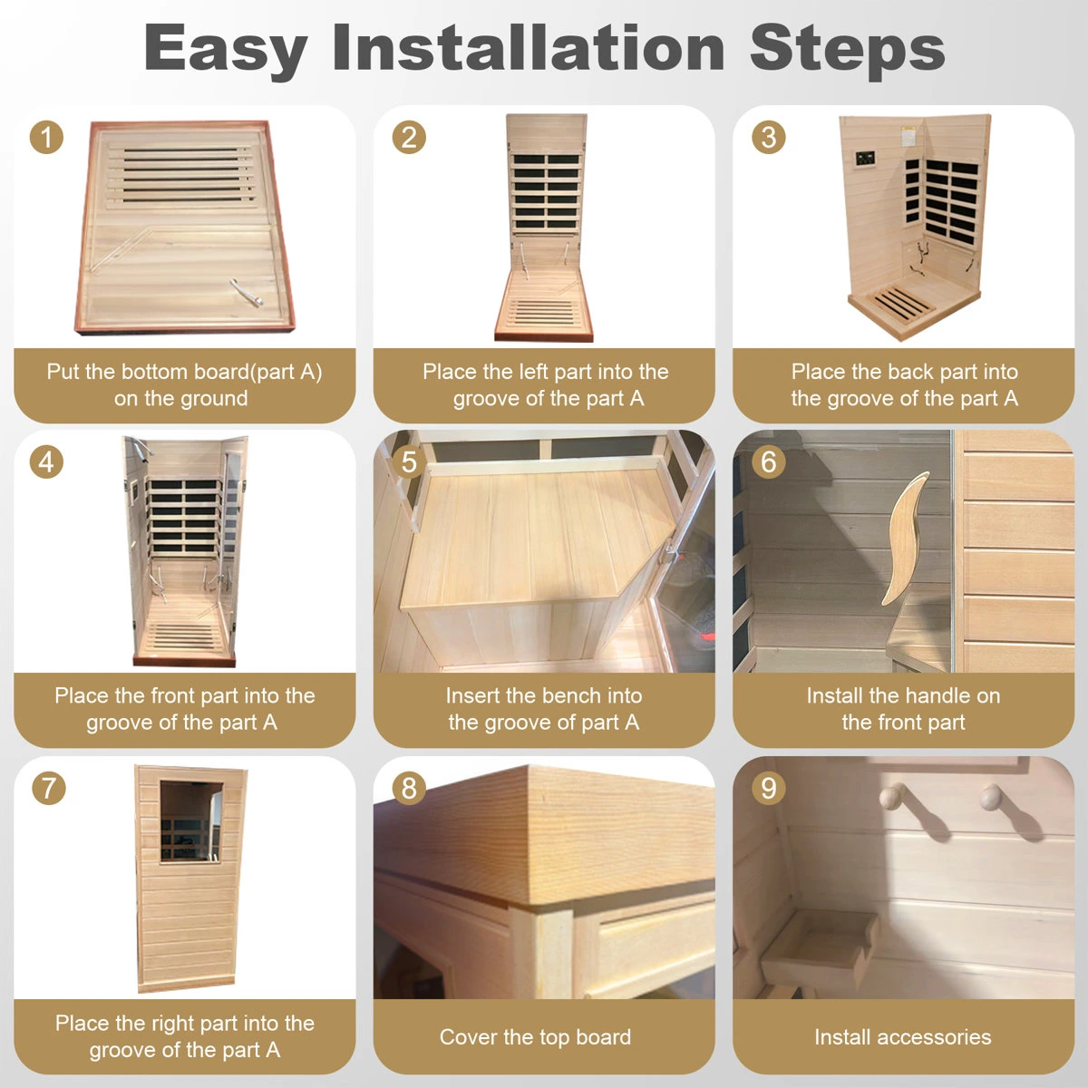 HomeMiYN Far Infrared Wood Sauna Box ,traditional Sauna Room Indoor Home Spa Low-emf Dry Saunas Single Person Spa Canada Hemlock,nature - Image 11