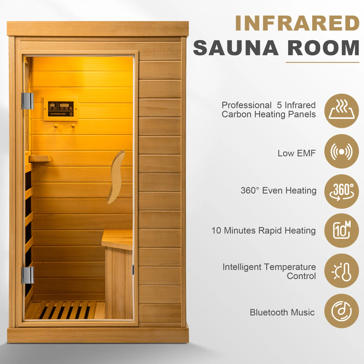 HomeMiYN Far Infrared Wood Sauna Box ,traditional Sauna Room Indoor Home Spa Low-emf Dry Saunas Single Person Spa Canada Hemlock,nature - Image 9