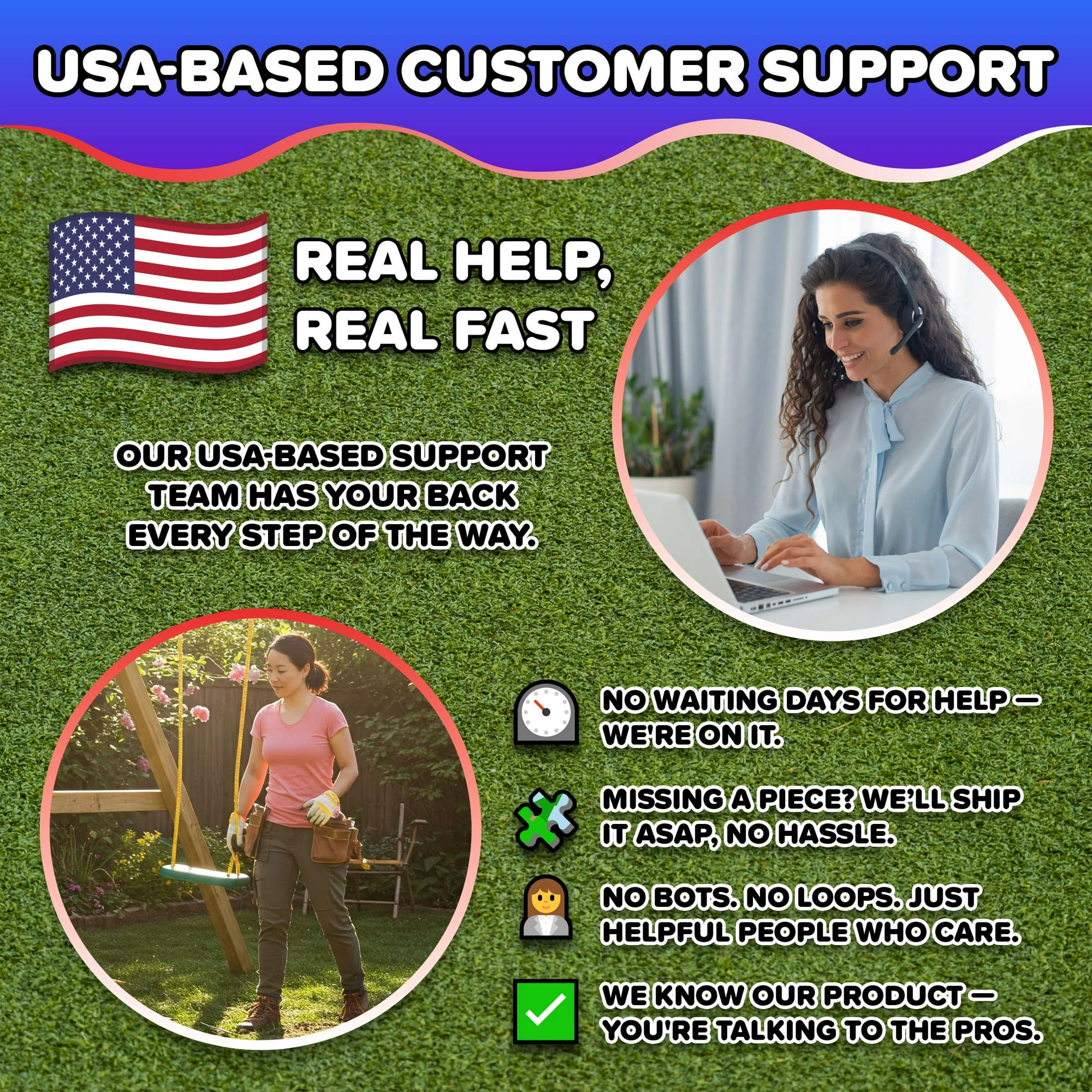 Sportspower Super Star 5-in-1 Metal Swing Set: 2 Swings, Flying Saucer, 2-Person Roman Glider, 6.5ft Slide; Great for Kids 3-8; Bonus Anchor Kit - Image 6