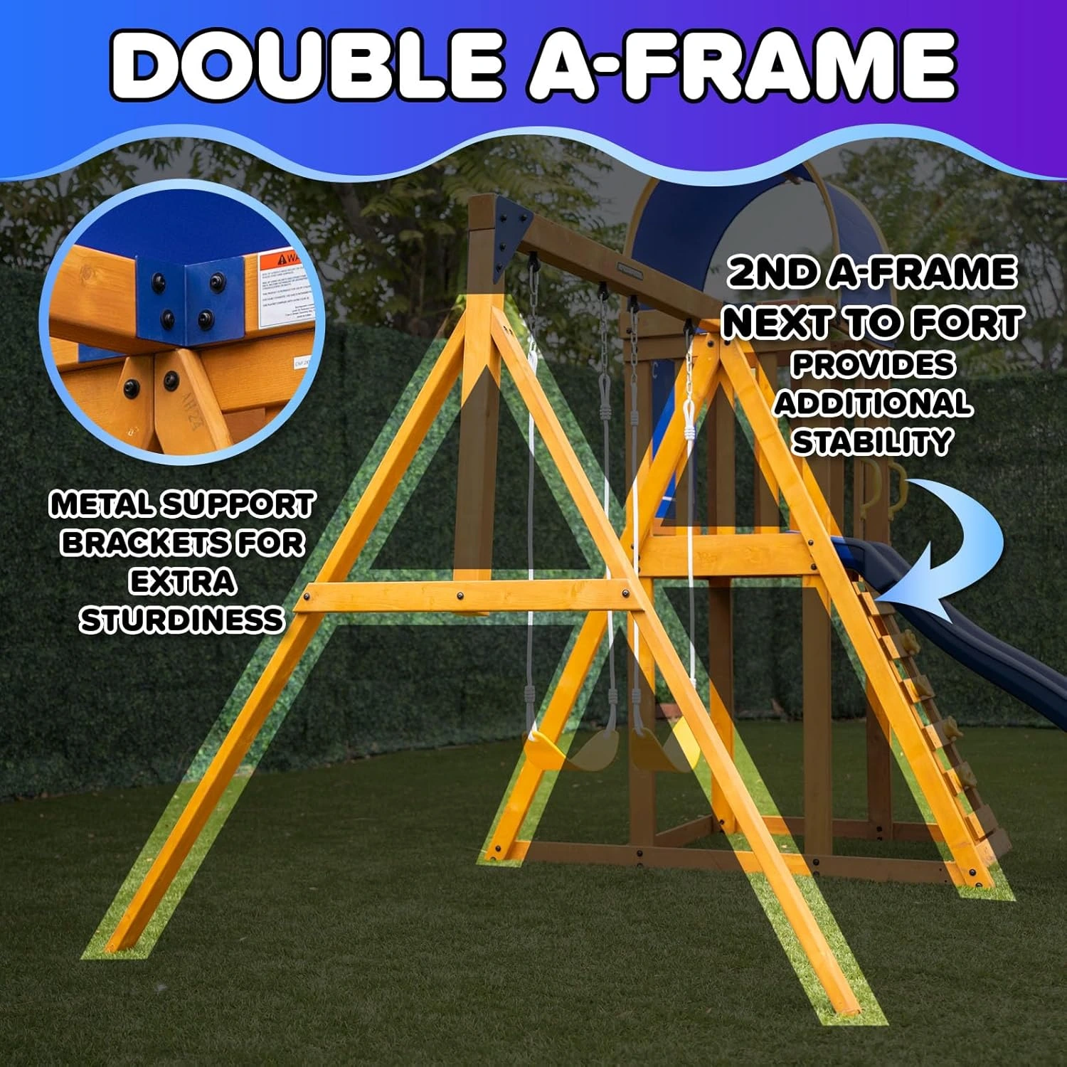 Sportspower Amelia Heavy-Duty Cedar Wooden A-Frame Swing Set - Image 2