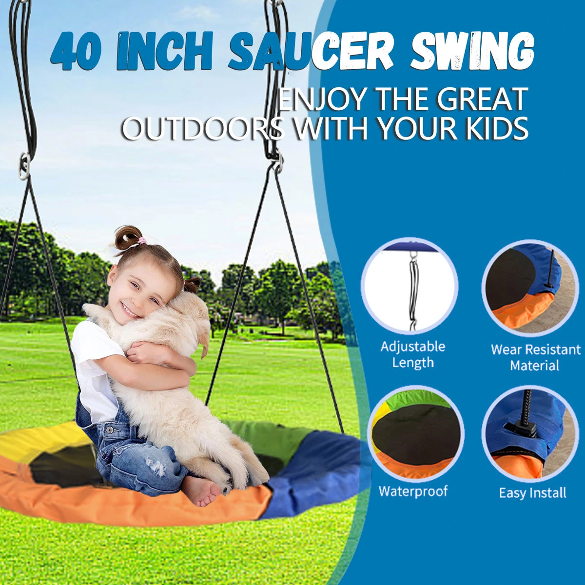 SUMIJ 8 in1 Swing Sets for Backyard with Kids Slide Outdoor Heavy-Duty Metal Playset for Kids 550lbs Swing Set with Slide, Saucer Seat, 2 Belt Seat, Soccer Goals, Glider,Baby Swing Set and Baketball Hoop - Image 13