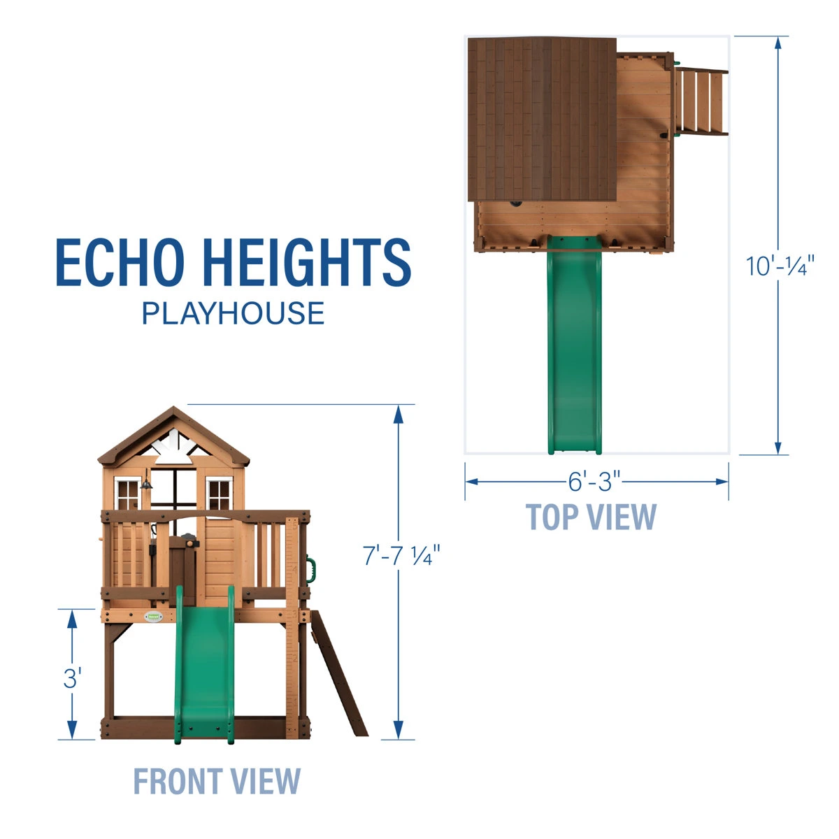 Backyard Discovery Echo Heights Cedar Wooden Elevated Kids Playhouse with Wave Slide, Play Kitchen, and Deck - Image 4