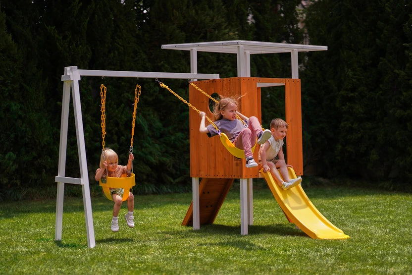 Avenlur Forest Small Outdoor Toddler Swing Set Compact Wooden Swing Frame for Babies & Kids - Image 2