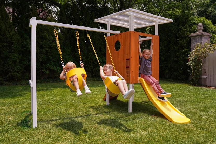 Avenlur Forest Small Outdoor Toddler Swing Set Compact Wooden Swing Frame for Babies & Kids - Image 3
