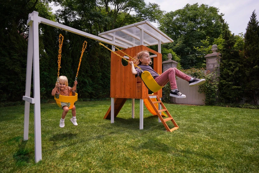 Avenlur Forest Small Outdoor Toddler Swing Set Compact Wooden Swing Frame for Babies & Kids - Image 4