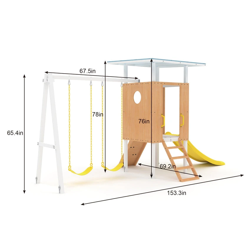 Avenlur Forest Small Outdoor Toddler Swing Set Compact Wooden Swing Frame for Babies & Kids - Image 9