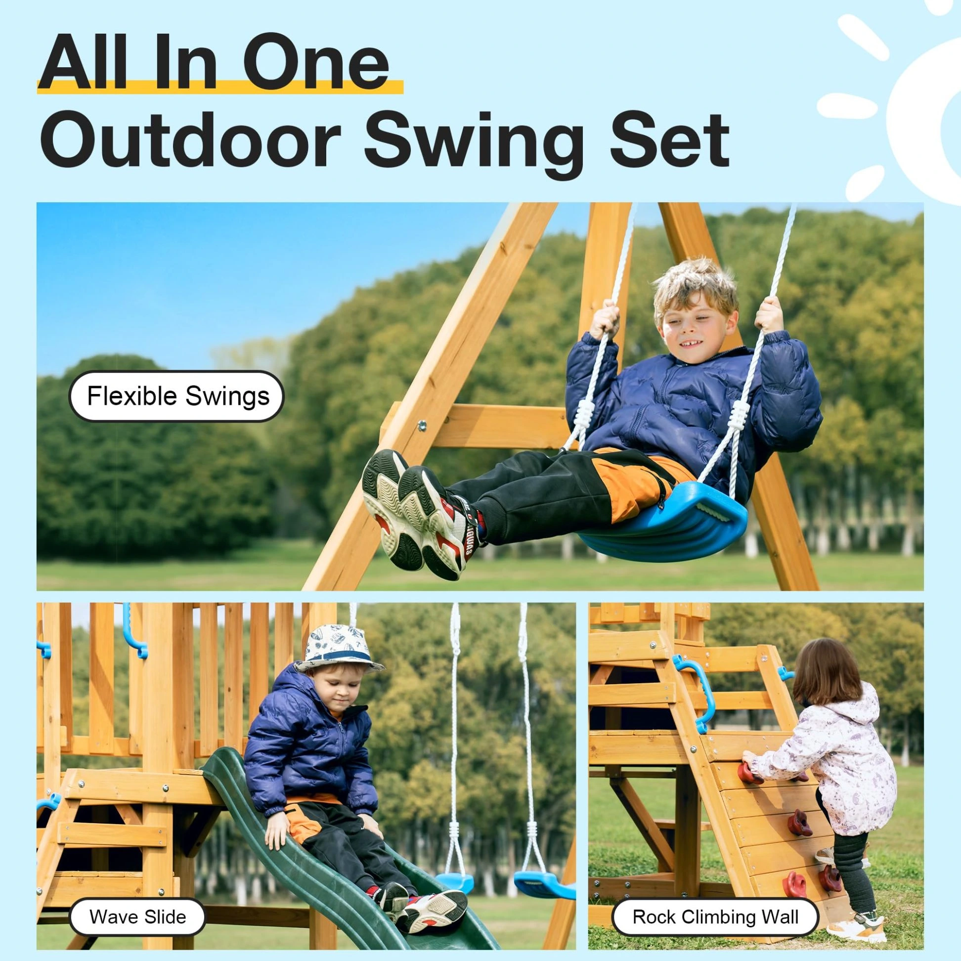 ROBUD Wooden Swing Sets for Backyard - Image 2