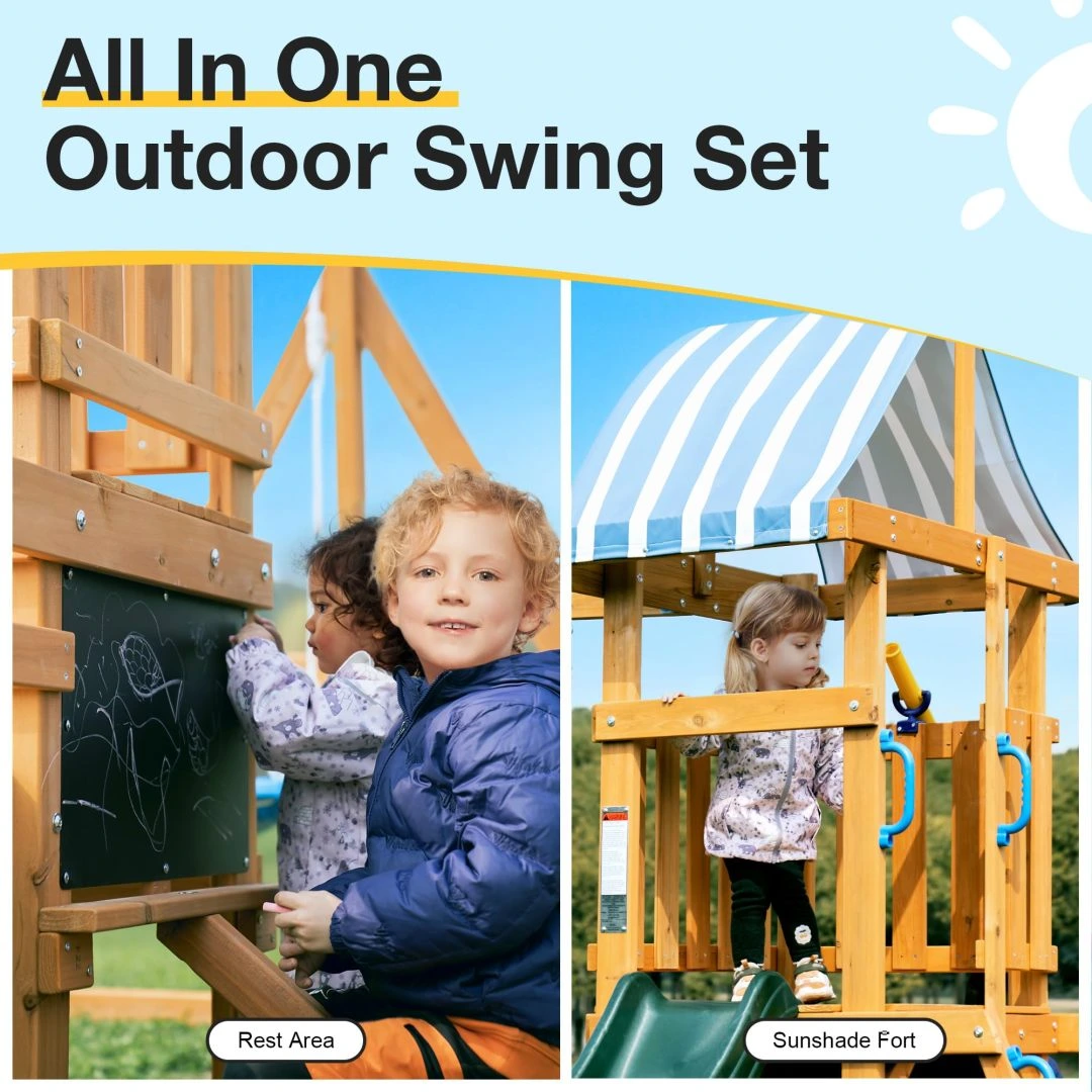 ROBUD Wooden Swing Sets for Backyard - Image 3