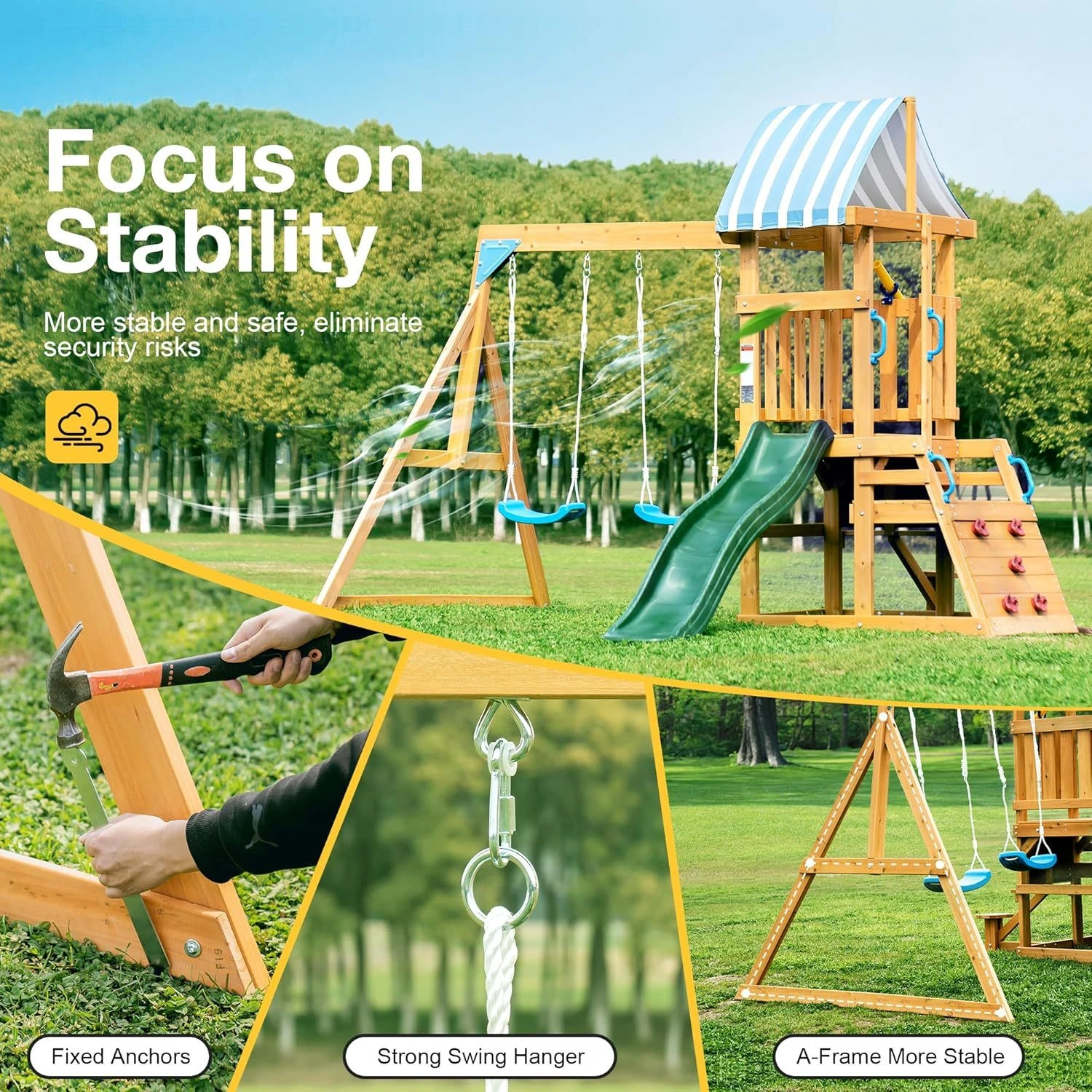 ROBUD Wooden Swing Sets for Backyard - Image 4