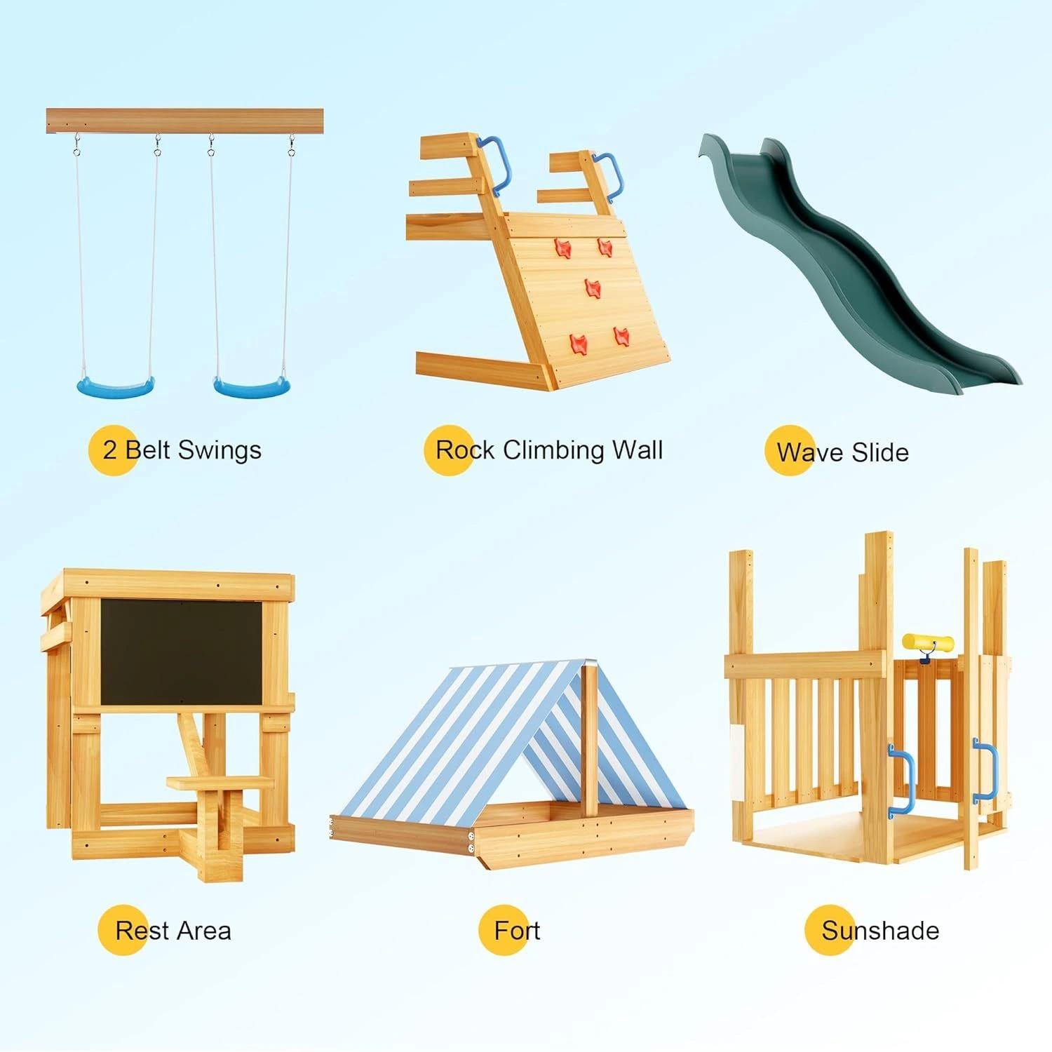 ROBUD Wooden Swing Sets for Backyard - Image 6