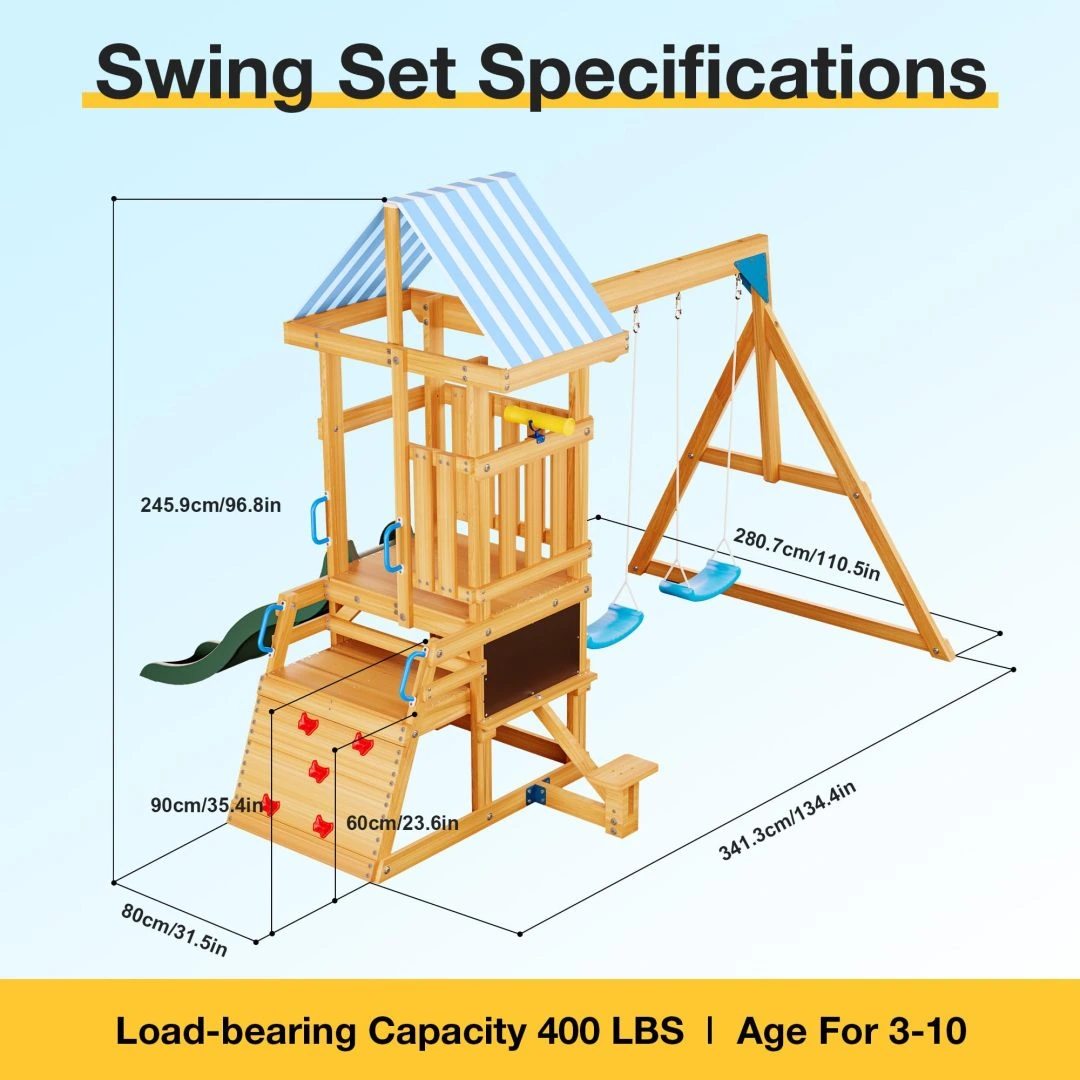 ROBUD Wooden Swing Sets for Backyard - Image 8