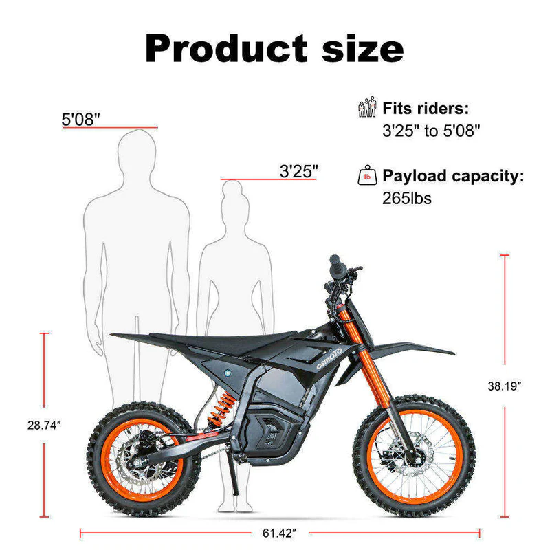 CEMOTO D-Series 3000W–6000W 40 to 53 mph Top Speed Off-Road Electric Dirt Bike for Teens & Adults - Image 5