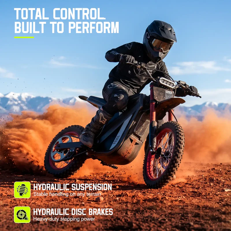 TST GT63 Electric Dirt Bike, 2400W Brushless Hub Motor, 45 MPH Top Speed, 48V 22.5Ah Battery with 50 Mile Range, 210Nm Torque, Front Hydraulic Suspension - Image 10