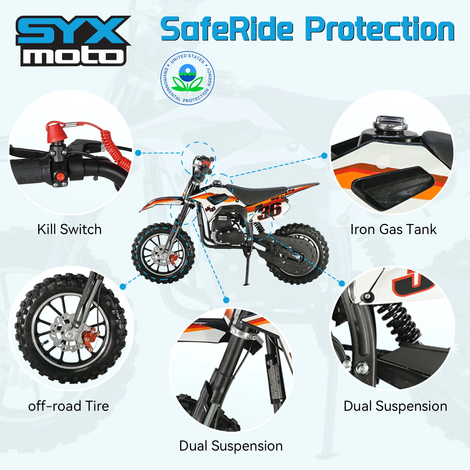 SYX MOTO MK 40cc 4 Stroke Mini Dirt Bike Pull Start Automatic Transmission Pit Bike for Kids - Image 4