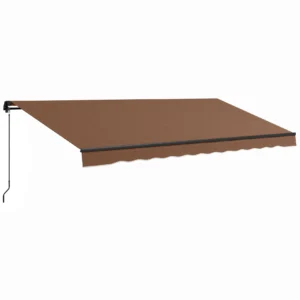 Outsunny 16′ x 10′ Retractable Sunshade Awning, UV-Resistant 280GSM Canopy, Brown