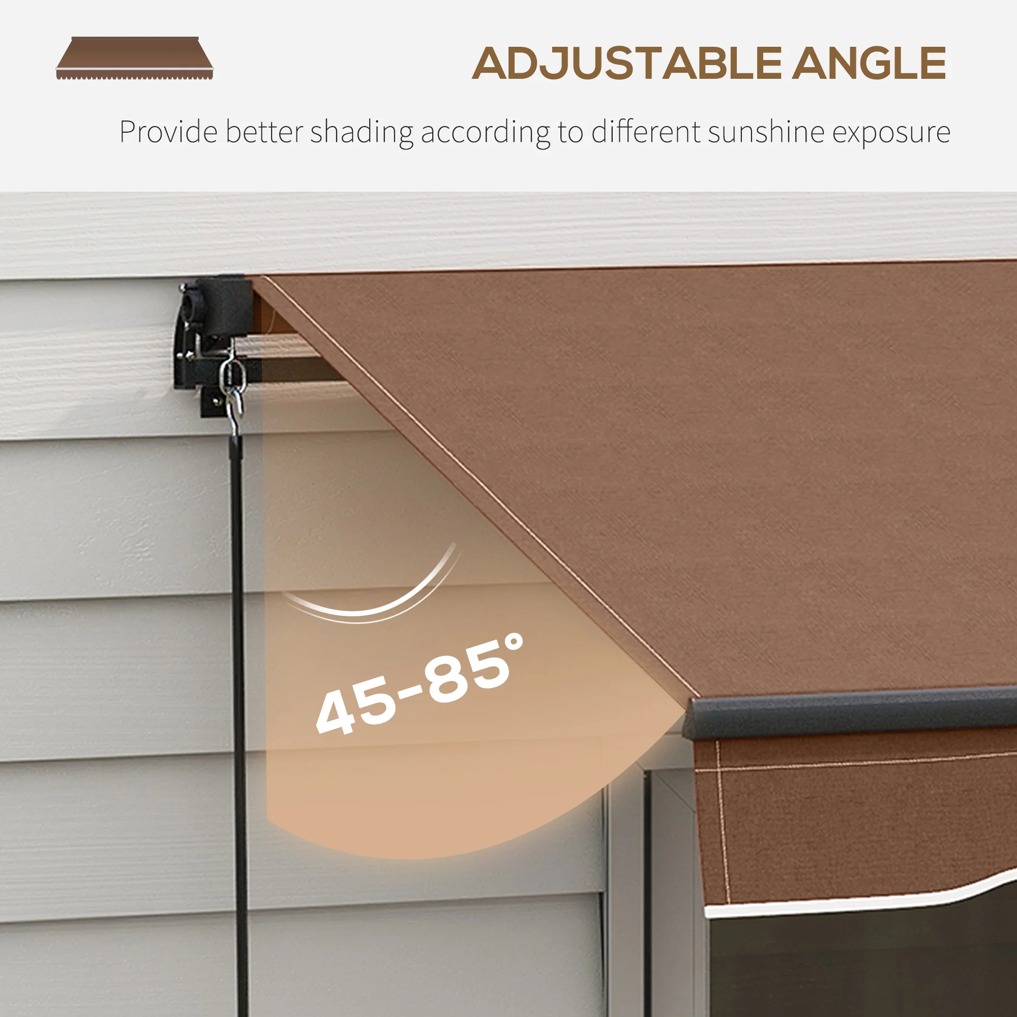 Outsunny 16′ x 10′ Retractable Sunshade Awning, UV-Resistant 280GSM Canopy, Brown - Image 6