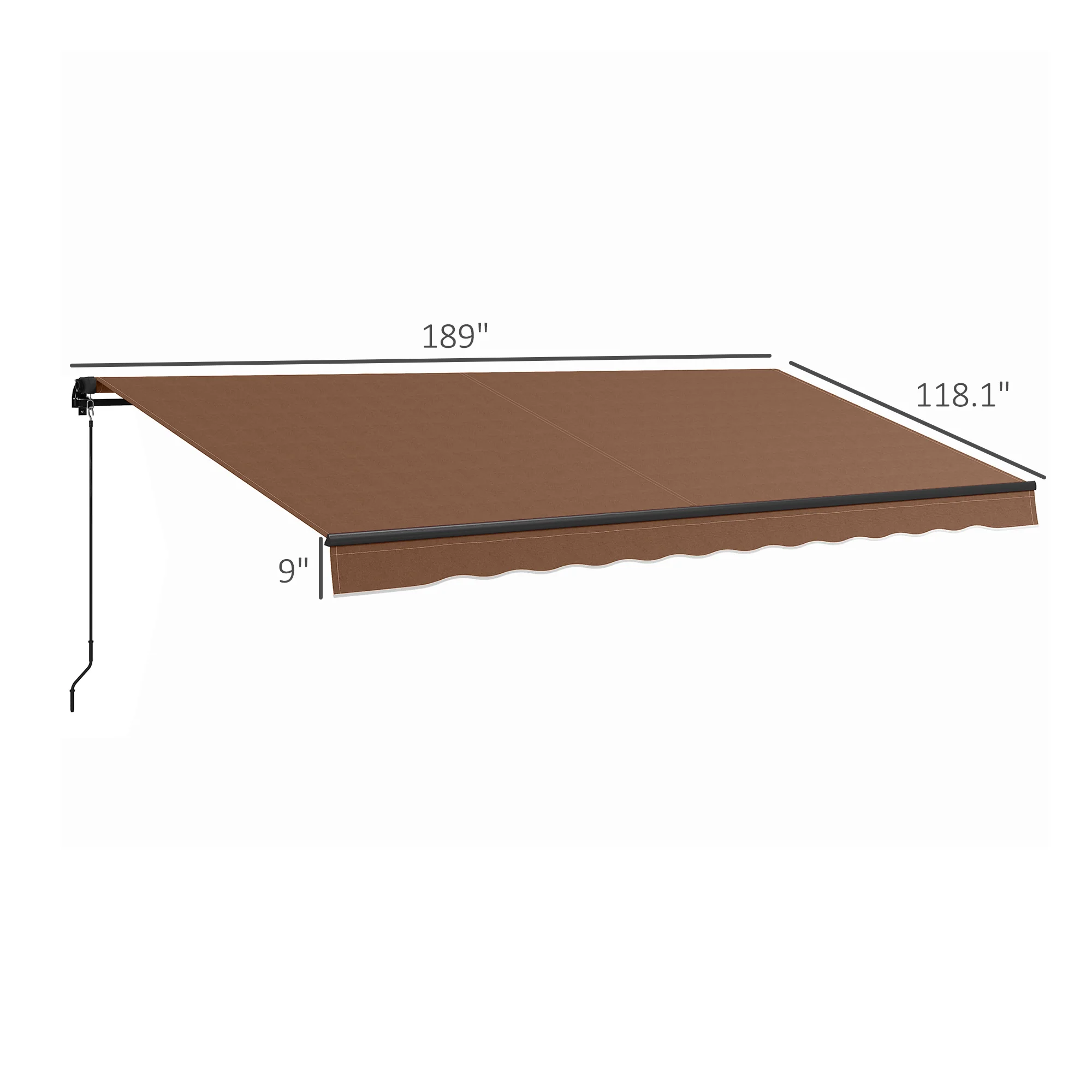 Outsunny 16′ x 10′ Retractable Sunshade Awning, UV-Resistant 280GSM Canopy, Brown - Image 8