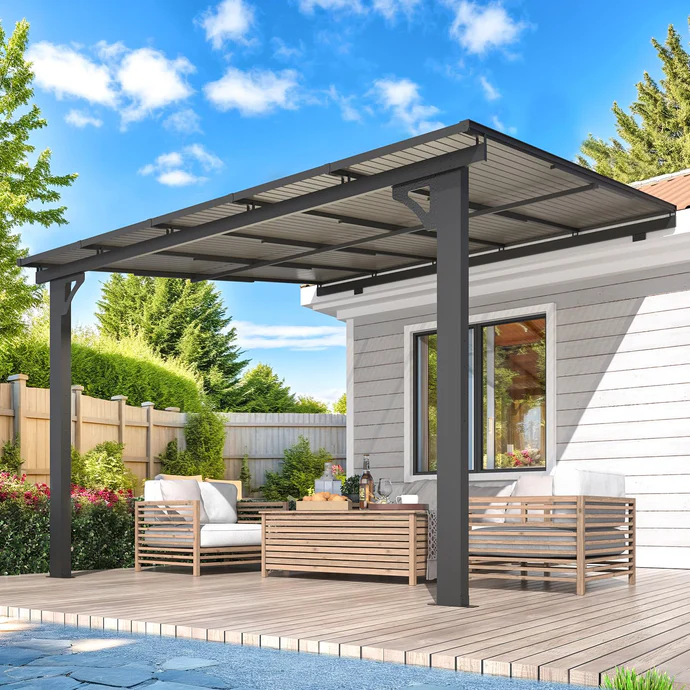 AECOJOY 10’x10′ Adjustable Height Wall Mounted Outdoor Gazebos Pergola - Image 3