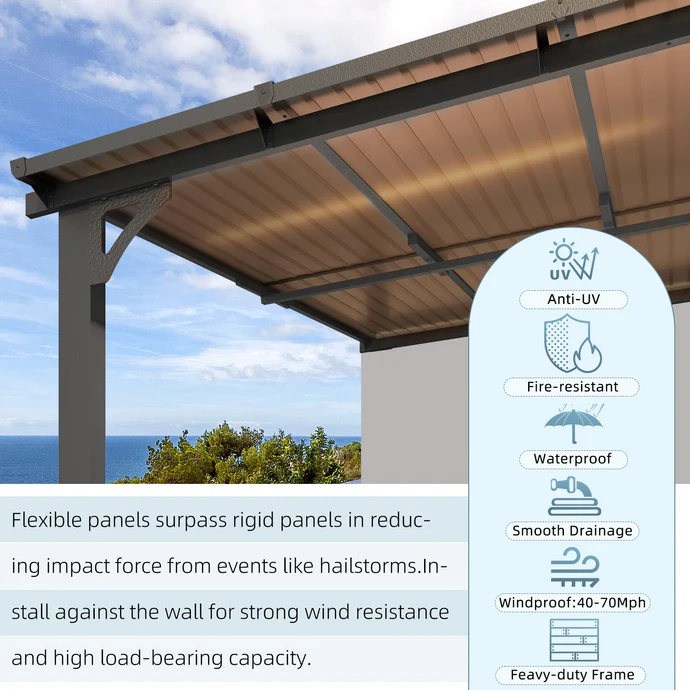 AECOJOY 10’x10′ Adjustable Height Wall Mounted Outdoor Gazebos Pergola - Image 6