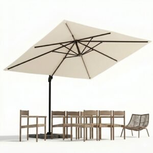 Arlmont & Co Shavonne Patio 11.5′ x 9′ Cantilever Umbrella with Crank Lift