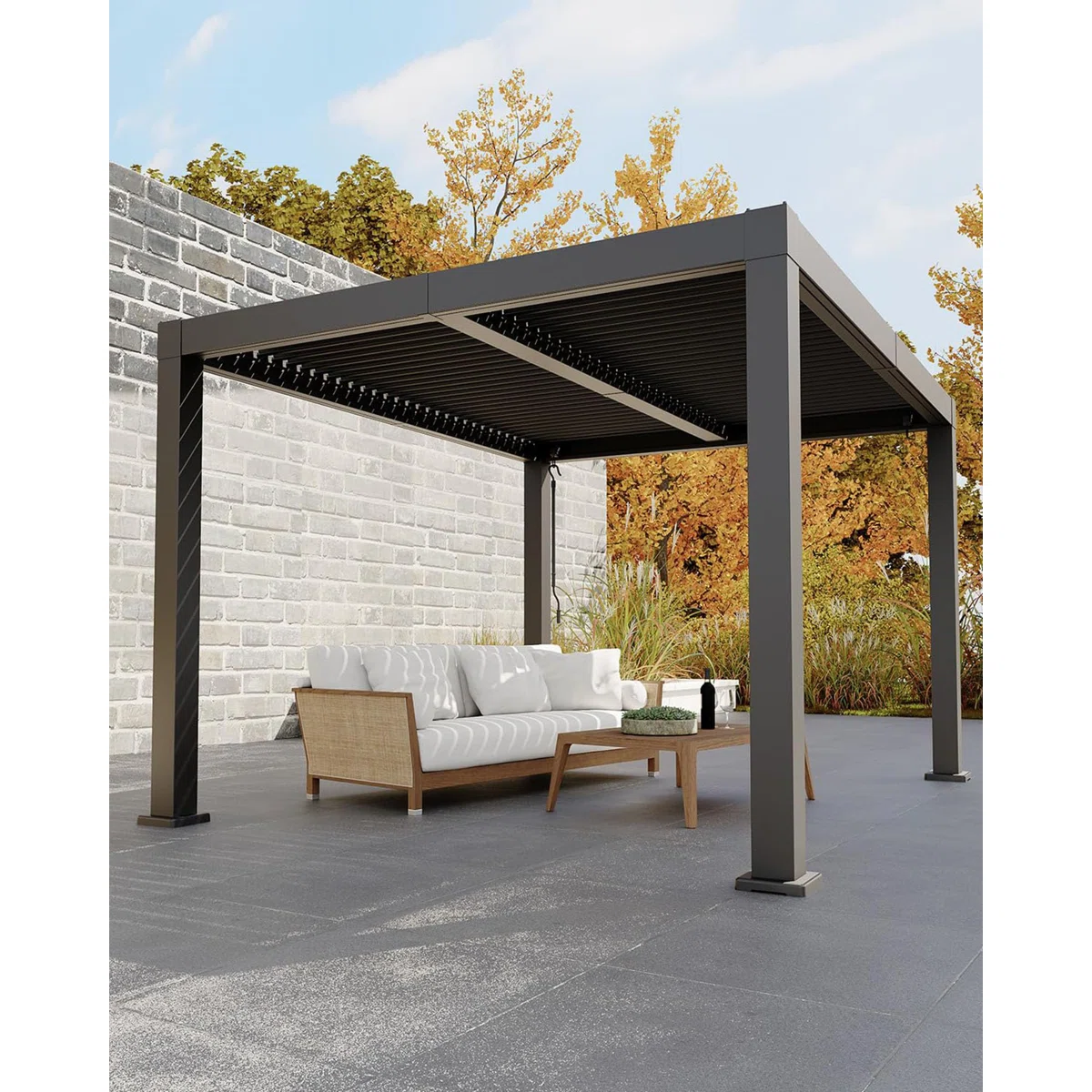 Enjyam Modern Louvered Pergola with Aluminum Frame, Adjustable Louvers & Integrated Drainage, Weather-Resistant Gazebo for Deck or Backyard, 10×12 FT - Image 2