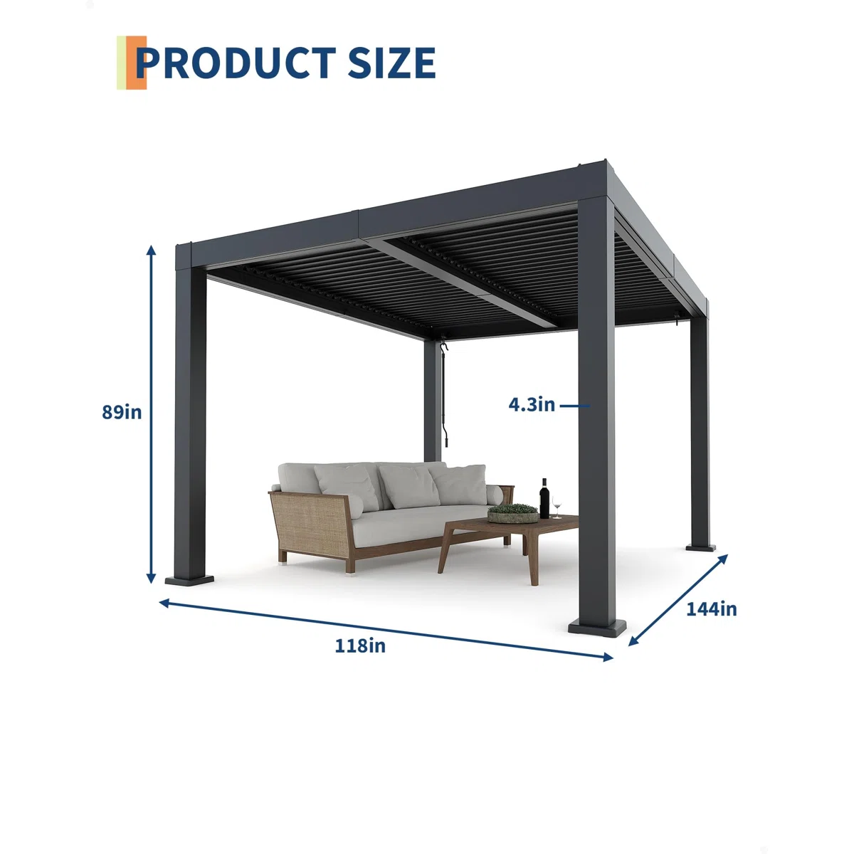 Enjyam Modern Louvered Pergola with Aluminum Frame, Adjustable Louvers & Integrated Drainage, Weather-Resistant Gazebo for Deck or Backyard, 10×12 FT - Image 3