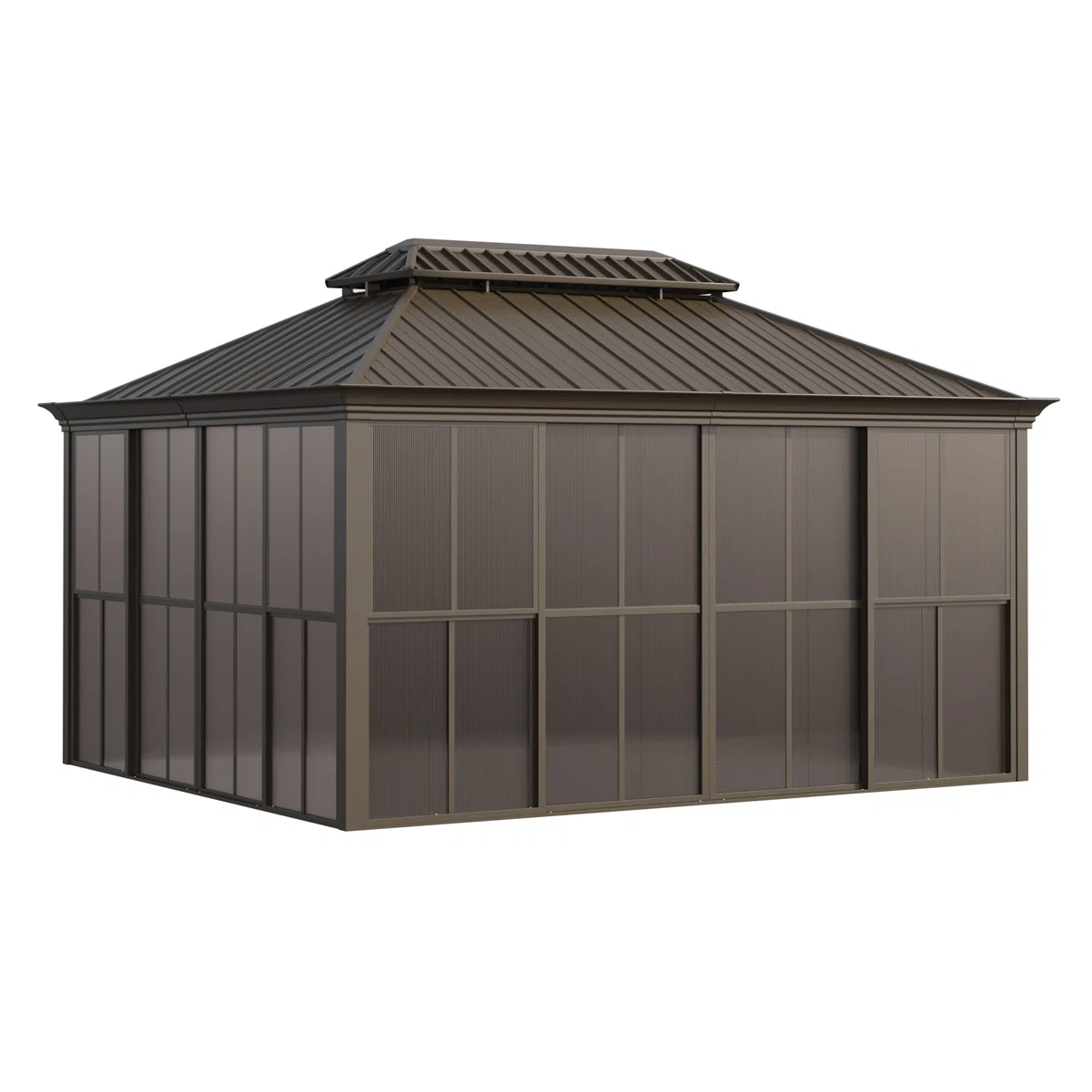EROMMY 14 Ft. W X 12 Ft. D Outdoor Hardtop Gazebo, Double Top Galvanized Steel Roof Aluminum Sunroom - Image 2