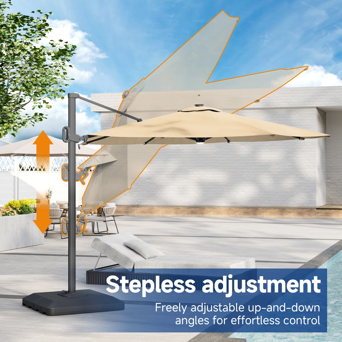 Latitude Run® 11′ Patio Cantilever Umbrella with Wind-Vent, 240g Solution-Dyed Fabric, Solar LED Lights and Weighted Base Included - Image 4