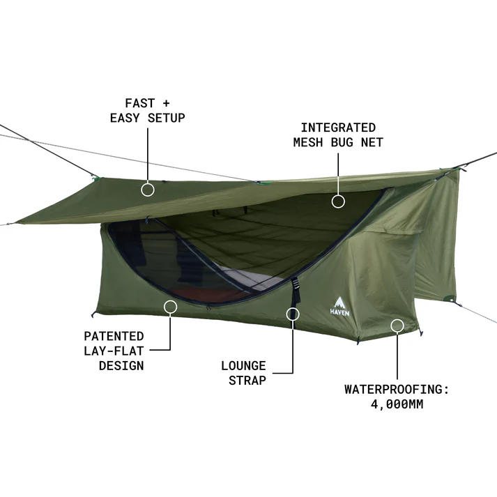 Haven Lay Flat Hammock Tent Waterproof Camping Hammock with Mosquito Net, Insulated Pad and Rainfly – Haven Tent, Haven XL, Haven Safari - Image 4