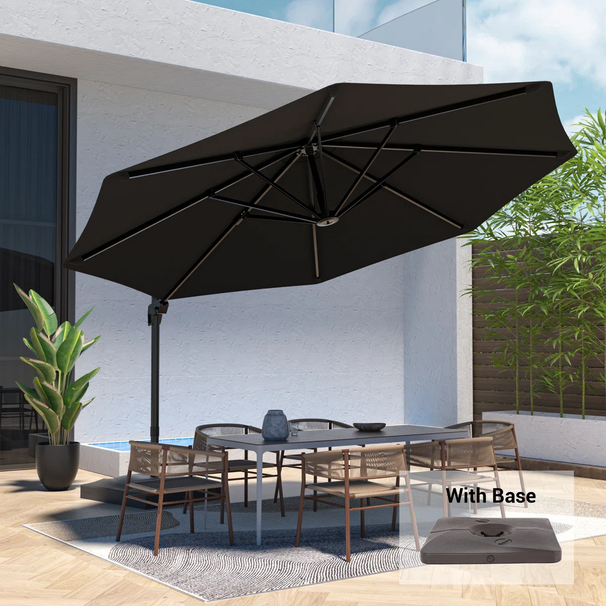 Freeport Park® Cathleen 11′ Cantilever Umbrella with Base - Image 3