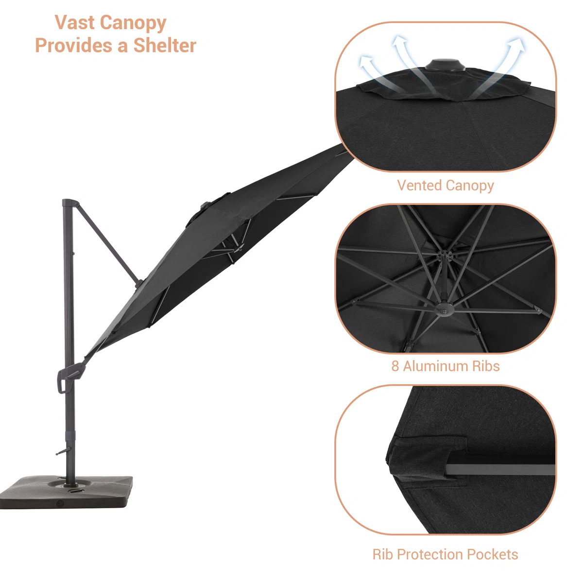 Freeport Park® Cathleen 11′ Cantilever Umbrella with Base - Image 4