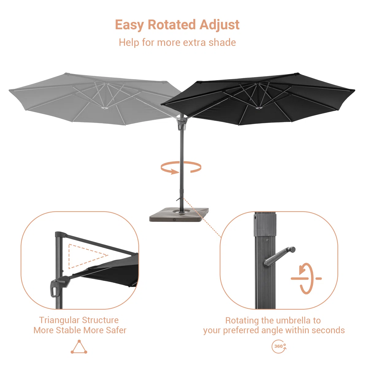 Freeport Park® Cathleen 11′ Cantilever Umbrella with Base - Image 5