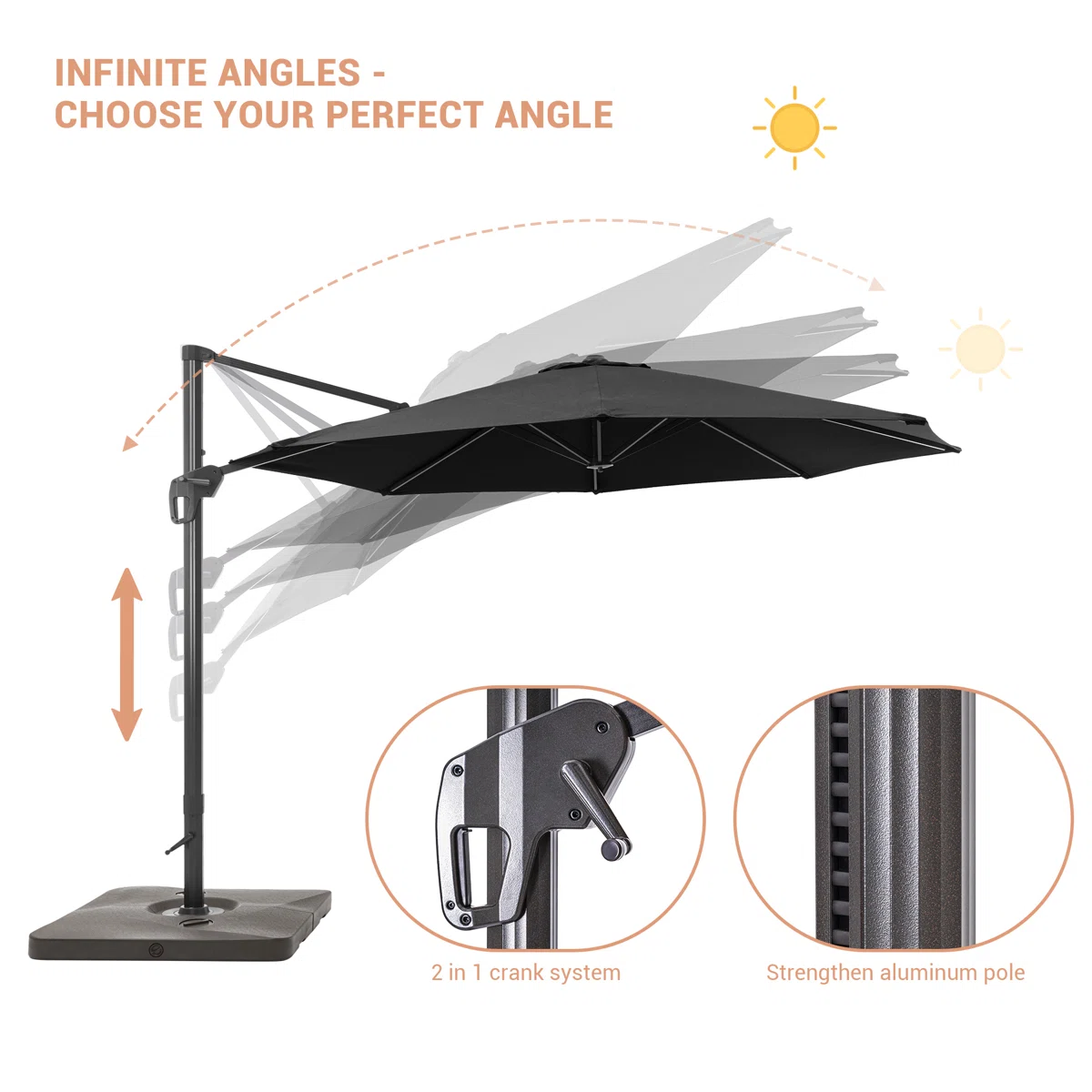 Freeport Park® Cathleen 11′ Cantilever Umbrella with Base - Image 6