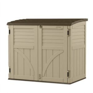 Suncast 34 Cu Ft Horizontal Resin Storage Shed – Outdoor Storage Shed with Floor Included, Lockable, Weatherproof, Fits Small