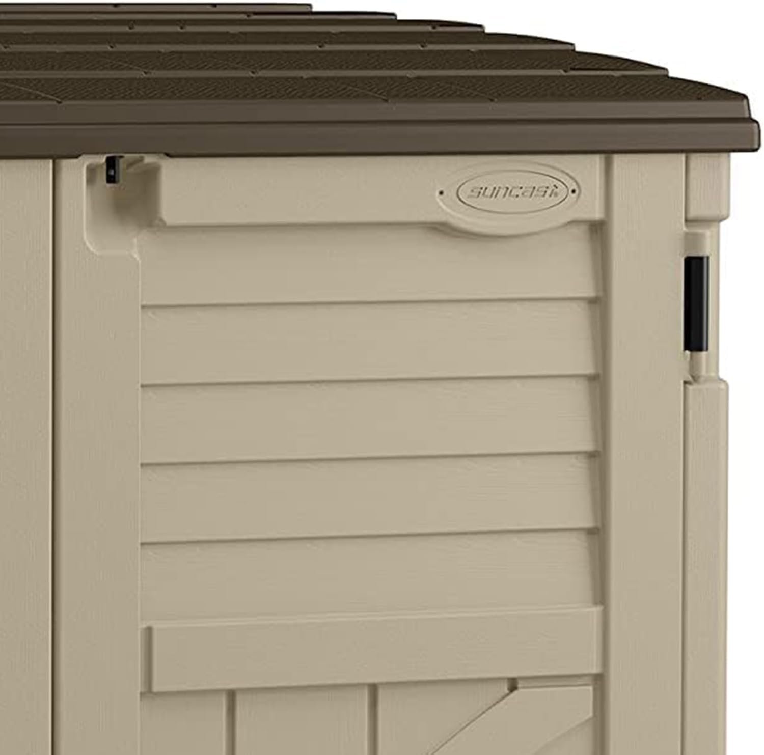 Suncast 34 Cu Ft Horizontal Resin Storage Shed – Outdoor Storage Shed with Floor Included, Lockable, Weatherproof, Fits Small - Image 4
