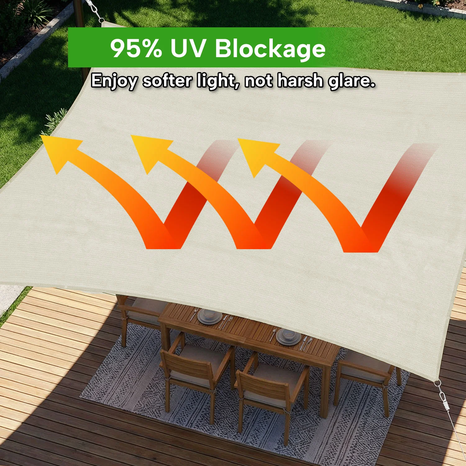 KGORGE Outdoor Waterproof Rectangle Sun Shade Sail for Patio/Pool - Image 4