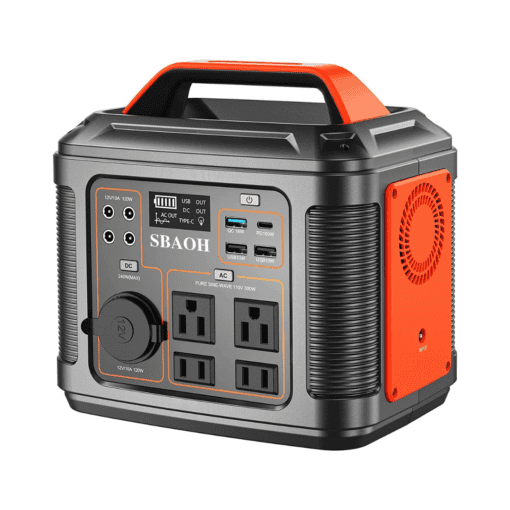 SBAOH Portable Power Station, 300W 296Wh Solar Generator Quick Charge / 110V AC Outlets/DC Ports and LED Flashlight